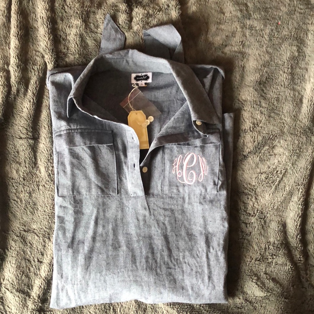 Blue Chambray Monogrammed Dress